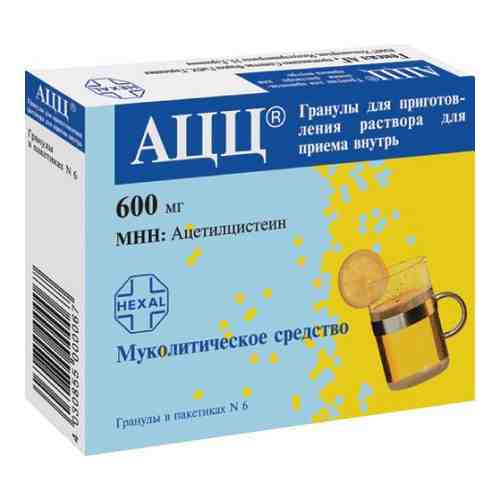 АЦЦ, 600 мг, гранулы для приготовления раствора для приема внутрь, 3 г, 6 шт.