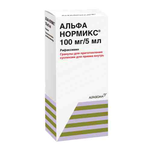 Альфа нормикс, 100 мг/5 мл, гранулы для приготовления суспензии для приема внутрь, 60 мл, 1 шт.