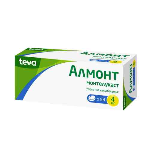 Алмонт, 4 мг, таблетки жевательные, 98 шт.