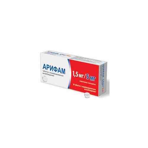 Арифам, 5 мг+1.5 мг, таблетки с модифицированным высвобождением, покрытые пленочной оболочкой, 30 шт.