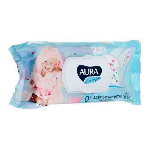 Aura Ultra Comfort салфетки влажные детские, салфетки влажные, алоэ и витамин Е, 100 шт.