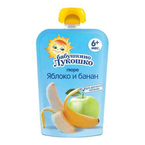 Бабушкино Лукошко Пюре яблоко банан, пюре, 90 г, 1 шт.