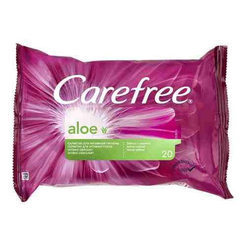 Carefree Aloe Intimate влажные салфетки для интимной гигиены, салфетки влажные, 20 шт.