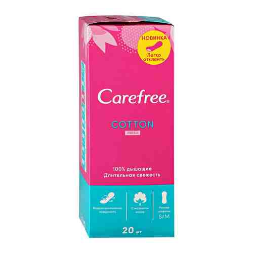 Carefree Cotton Feel Fresh прокладки ежедневные, прокладки ежедневные, с ароматом свежести, 20 шт.