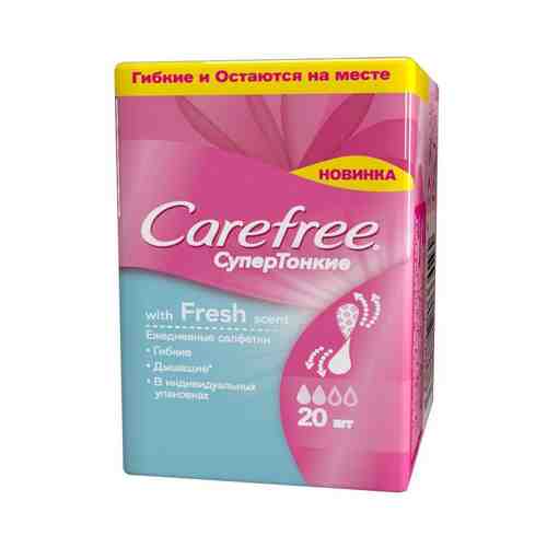 Carefree Fresh scent Супертонкие ежедневные салфетки, салфетки гигиенические, в индивидуальных упаковках, 20 шт.