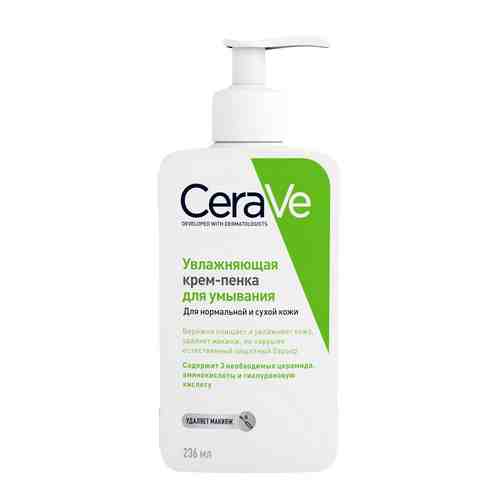 CeraVe Крем - пенка увлажняющая для умывания, крем-пена, для нормальной и сухой кожи, 236 мл, 1 шт.