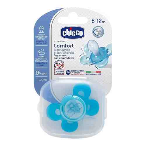 Chicco Physio Comfort Пустышка силиконовая слоники, 6-12 месяцев, 1 шт.