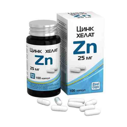 Цинк хелат Zn, 25 мг, 326 мг, капсулы, 100 шт.