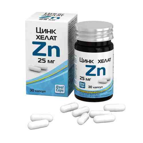 Цинк хелат Zn, 25 мг, 326 мг, капсулы, 30 шт.