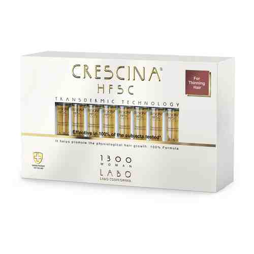 Crescina 1300 HFSC Лосьон для стимуляции роста волос, сыворотка для волос, для женщин, 3.5 мл, 40 шт.