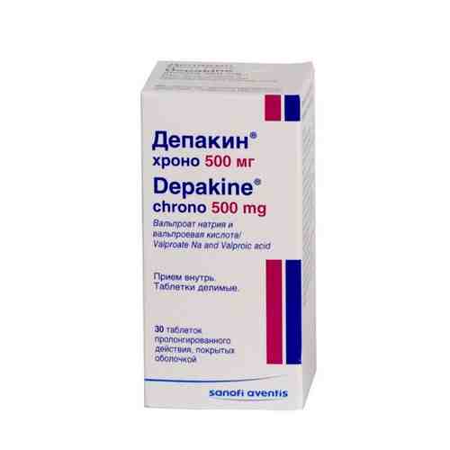 Депакин хроно, 500 мг, таблетки пролонгированного действия, покрытые оболочкой, 30 шт.