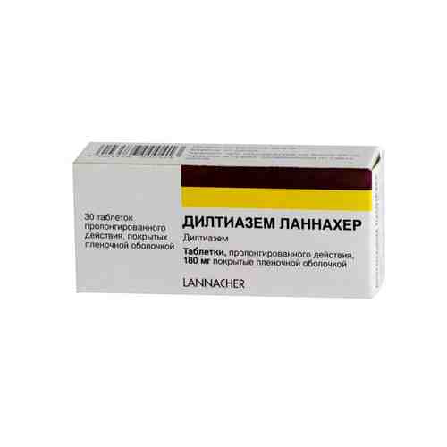Дилтиазем Ланнахер, 180 мг, таблетки пролонгированного действия, покрытые пленочной оболочкой, 30 шт.
