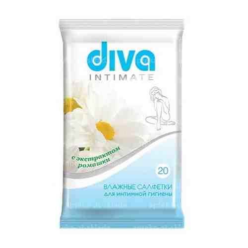 Diva салфетки влажные для интимной гигиены с ромашкой, салфетки, 20 шт.