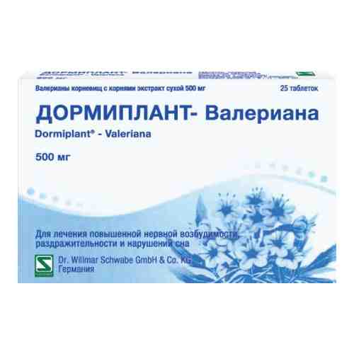 Дормиплант-Валериана, 500 мг, таблетки, покрытые пленочной оболочкой, 25 шт.