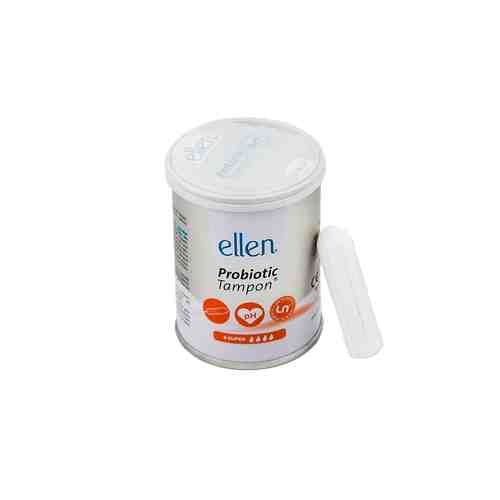 Ellen Супер Тампоны с пробиотиками, тампоны женские гигиенические, 4 капли, 8 шт.
