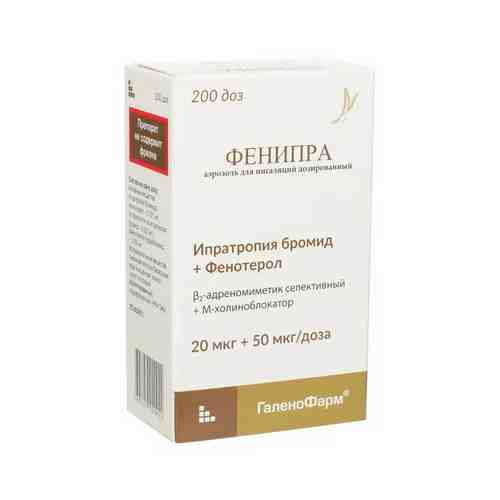 Фенипра, 20 мкг+50 мкг/доза, 200 доз, аэрозоль для ингаляций дозированный, 1 шт.