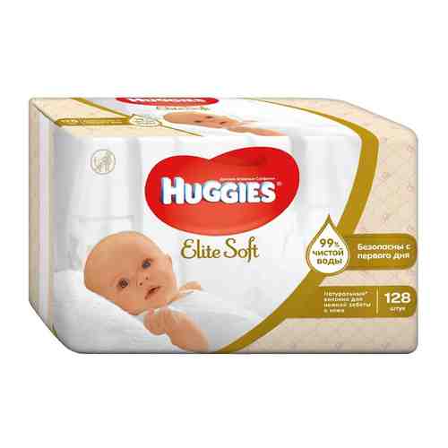 Huggies Elite soft салфетки влажные детские, 128 шт.