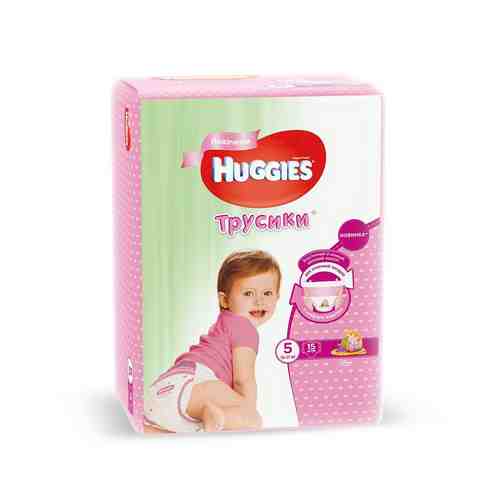 Huggies Подгузники-трусики детские, р. 5, 13-17 кг, для девочек, 15 шт.
