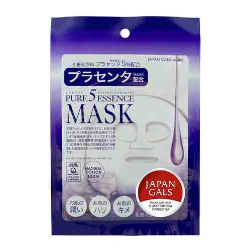 Japan Gals Pure5 Essential Маска с экстрактом плаценты, маска для лица, 1 шт.