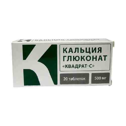 Кальция глюконат Квадрат-С, 0.5 г, таблетки, 20 шт.