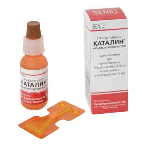 Каталин, 0.75 мг, таблетки для приготовления глазных капель, в комплекте с растворителем, 1 шт.