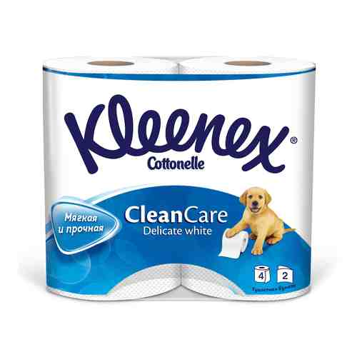 Kleenex Clean Care Delicate Туалетная бумага, двухслойная, белого цвета, 4 шт.