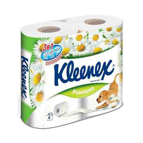 Kleenex Ромашка Туалетная бумага, трехслойная, белого цвета, 4 шт.