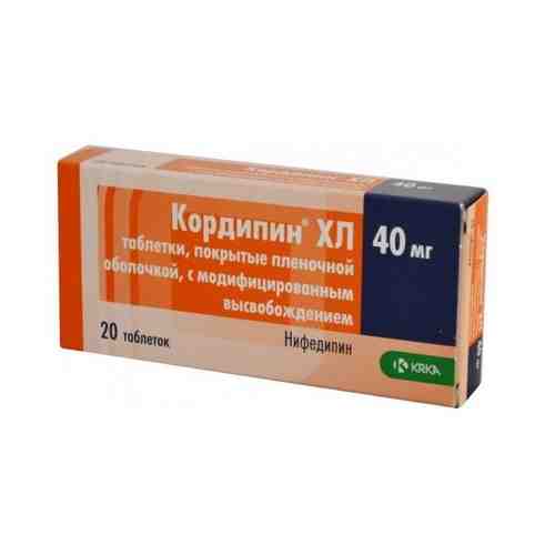 Кордипин XЛ, 40 мг, таблетки с пролонгированным высвобождением, покрытые пленочной оболочкой, 20 шт.