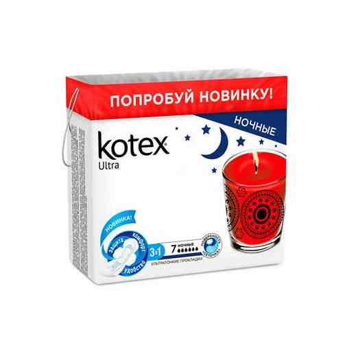 Kotex ultra night прокладки ночные поверхность сеточка, прокладки гигиенические, 7 шт.
