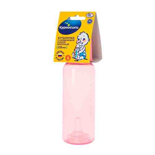 Курносики бутылочка цветная с силиконовой соской 0+, 250 мл, арт. 11130, цветные, в ассортименте, с силиконовой соской, 1 шт.