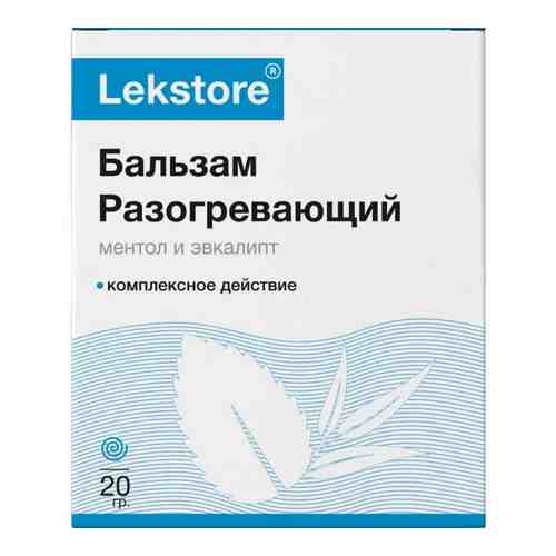 Lekstore Бальзам для тела с разогревающим эффектом, Ментол-Эвкалипт, 20 мг, 1 шт.