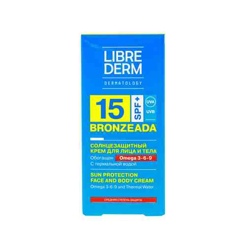 Librederm Bronzeada Крем солнцезащитный с омега 3-6-9 и термальной водой SPF15, крем, 150 мл, 1 шт.