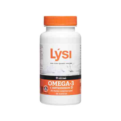 Lysi Омега-3 c витамином D, 500 мг, капсулы, 60 шт.