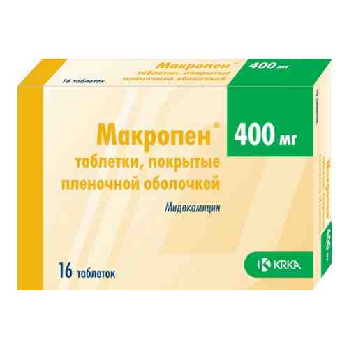 Макропен, 400 мг, таблетки, покрытые пленочной оболочкой, 16 шт.