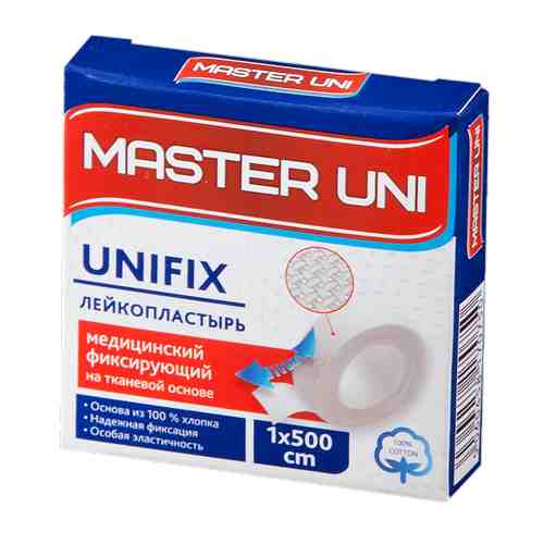 Master Uni Unifix Лейкопластырь тканевая основа, 1х500см, пластырь, 1 шт.