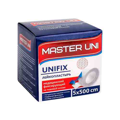 Master Uni Unifix Лейкопластырь тканевая основа, 5х500, пластырь, 1 шт.