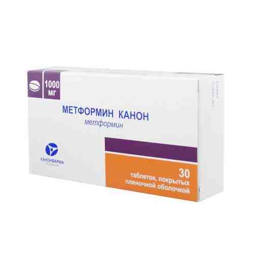 Метформин-Канон, 1000 мг, таблетки, покрытые пленочной оболочкой, 30 шт.