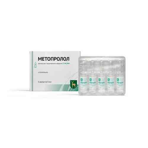 Метопролол, 1 мг/мл, раствор для внутривенного введения, 5 мл, 5 шт.
