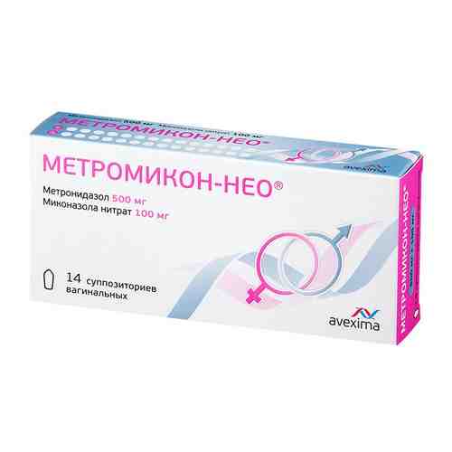 Метромикон-Нео, 500 мг+100 мг, суппозитории вагинальные, 14 шт.