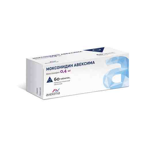 Моксонидин Авексима, 0.4 мг, таблетки, покрытые пленочной оболочкой, 60 шт.
