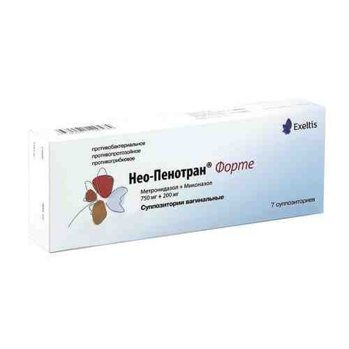Нео-Пенотран Форте, 750 мг+200 мг, суппозитории вагинальные, 7 шт.