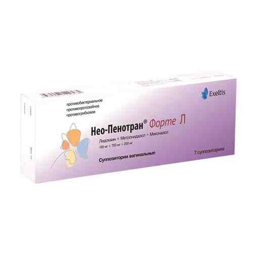 Нео-Пенотран Форте Л, 100 мг+750 мг+200 мг, суппозитории вагинальные, 7 шт.
