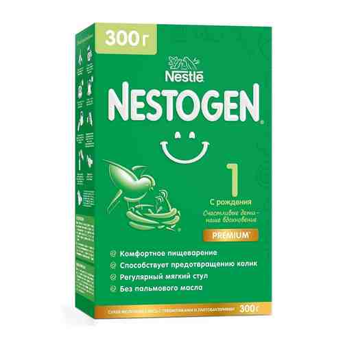 Nestogen 1, для детей с рождения, смесь молочная сухая, с пребиотиками и лактобактериями, 300 г, 1 шт.