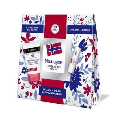 Neutrogena Норвежская формула Набор, набор, Крем для рук без запаха 50 мл + Бальзам-помада 4.8 г, 1 шт.