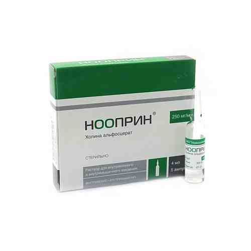 Нооприн, 250 мг/мл, раствор для внутривенного и внутримышечного введения, 4 мл, 5 шт.