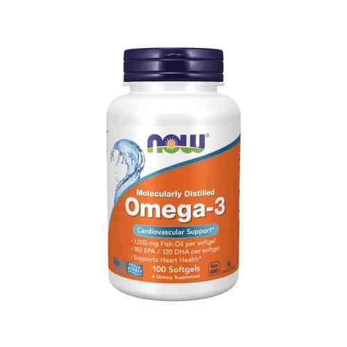 NOW Omega-3 Омега-3 1000 мг, 1000 мг, капсулы, 100 шт.