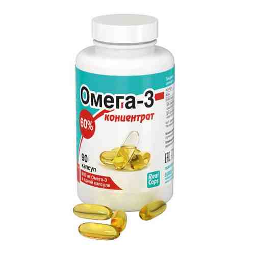 Омега-3 Концентрат 60% RealCaps, 600 мг, 1000 мг, капсулы, 90 шт.