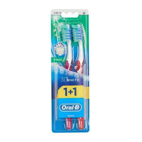 Oral-B 3D White Свежесть Зубная щетка средняя 1+1, щетка зубная, 2 шт.