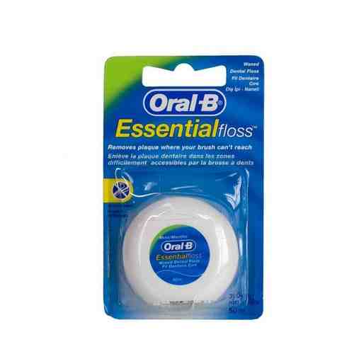 Oral-B Essential Floss Зубная нить вощеная, 50 м, с мятным вкусом, 1 шт.