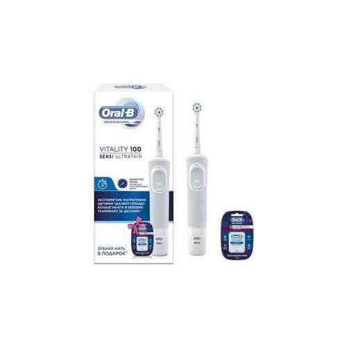 Oral-B Vitality 100 Sensi набор зубная щетка и нить, набор, зубная щетка электрическая + нить зубная Pro Expert 25м, 1 шт.